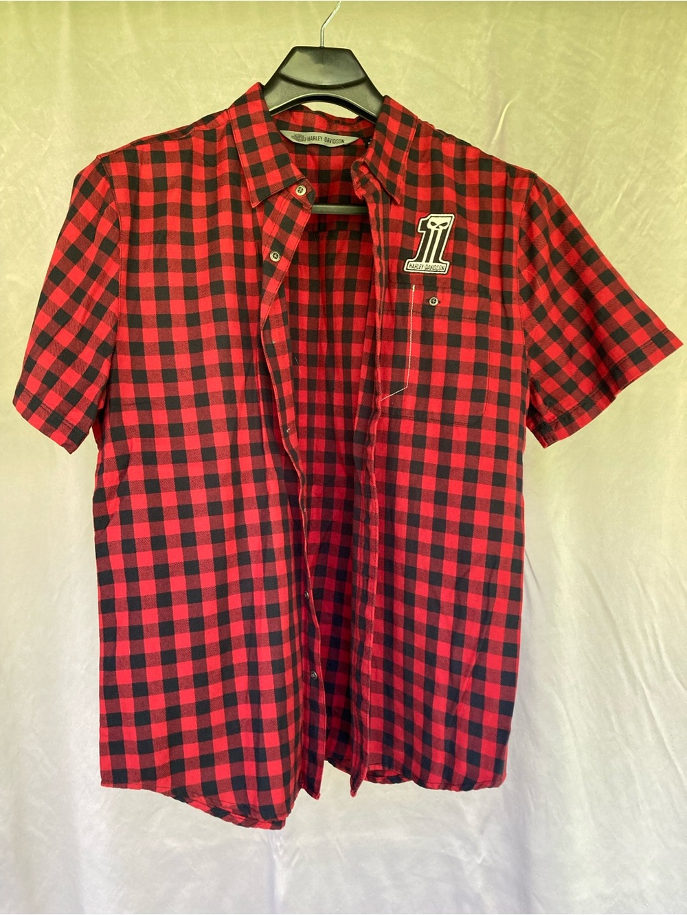 Harley-Davidson Red and Black Buffalo Plaid Short-Sleeve Button-Down